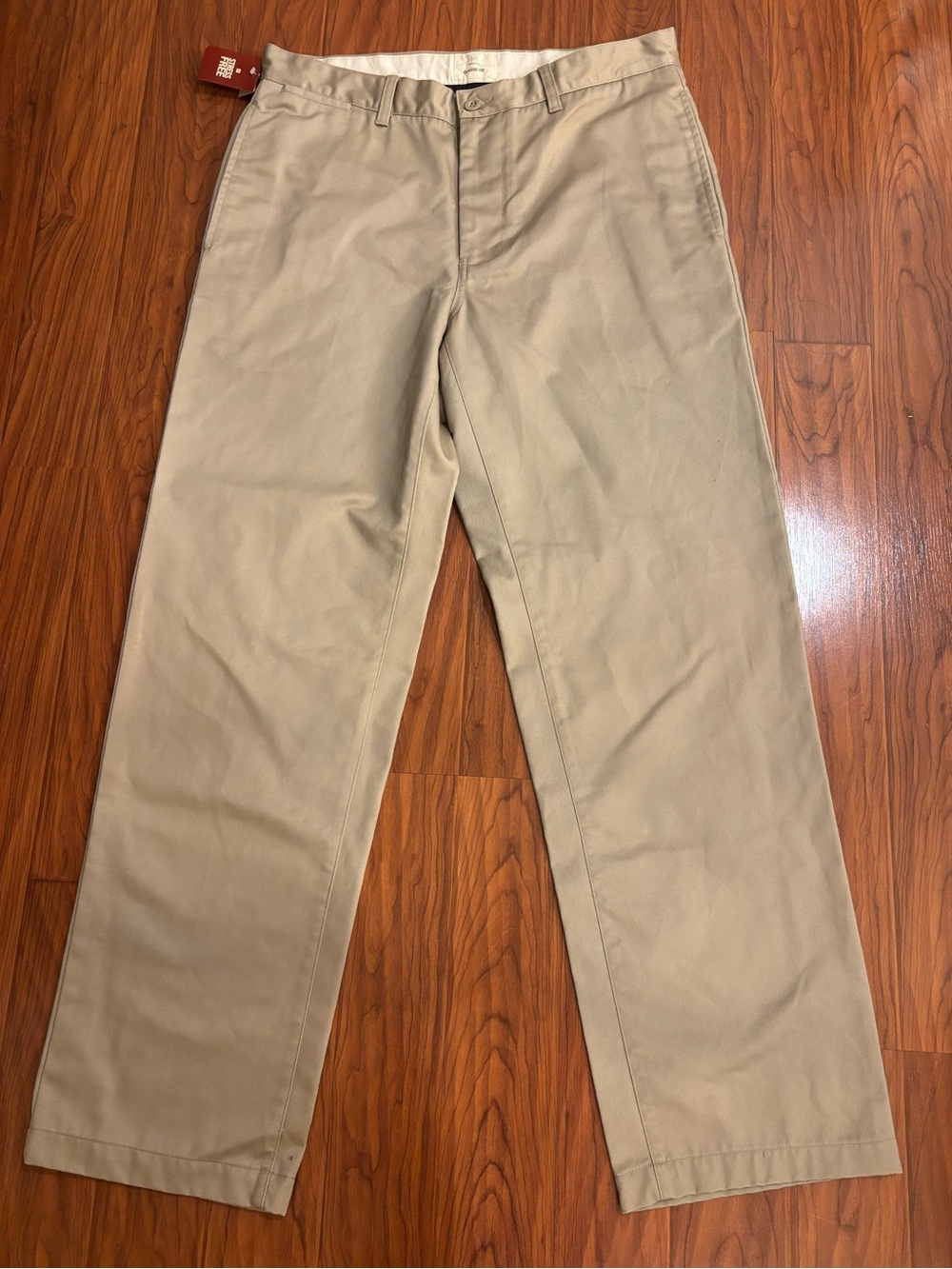 NWT VTG GAP Khakis Classic Fit Flat Front Chino Pants Tan Mens 34x32